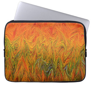 "Neurale Vuurstorm" Abstract Geel Oranje Laptop Sleeve