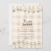 Neurale Waterverf Train Baby shower Kaart (Voorkant)