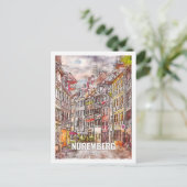 Neurenberg Duitsland Beroemde Reisplaats Waterverf Briefkaart (Staand voorkant)