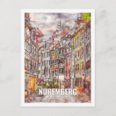 Neurenberg Duitsland Beroemde Reisplaats Waterverf Briefkaart (Voorkant)