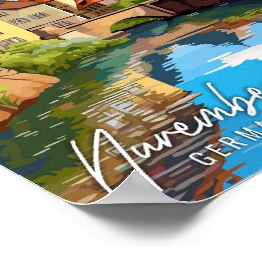 Neurenberg Duitsland Kunst vintage reisillustratie Poster (Hoek)