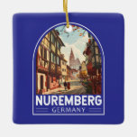 Neurenberg Duitsland Reizen Kunst Vintage Keramisch Ornament<br><div class="desc">Neurenberg retro vector reisontwerp. Indrukwekkend,  spannend,  kleurrijk,  machtig en tragisch: Neurenberg weerspiegelt de Duitse geschiedenis sinds de Middeleeuwen.</div>