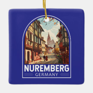 Neurenberg Duitsland Reizen Kunst Vintage Keramisch Ornament