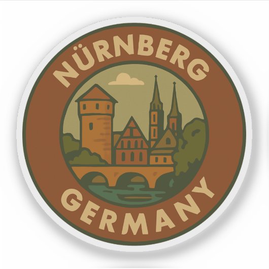 Neurenberg Duitsland Stad Kunst Sticker (Voorkant)