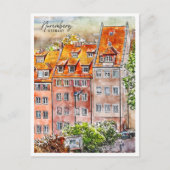 Neurenberg Duitsland Travel Place Waterverf Briefkaart (Voorkant)