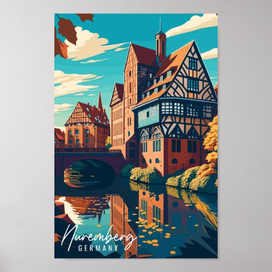 Neurenberg Duitsland vintage reisillustratie Poster (Voorkant)