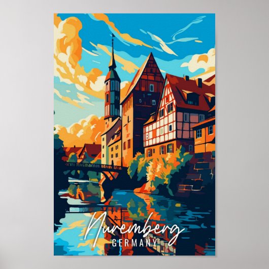 Neurenberg Duitsland vintage reisillustratie Poster (Voorkant)