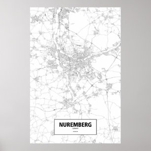 Neurenberg, Duitsland (zwart op wit) Poster