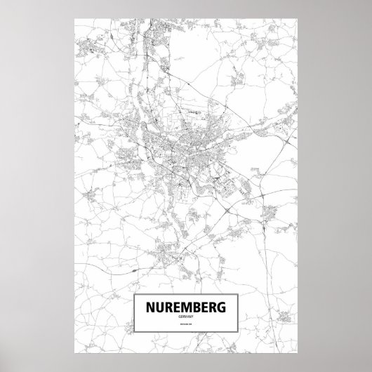 Neurenberg, Duitsland (zwart op wit) Poster (Voorkant)