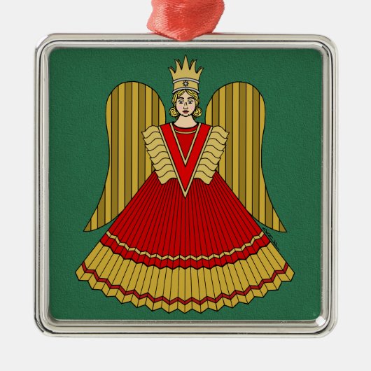 Neurenberg Kerst Engel Metalen Ornament (Voorkant)