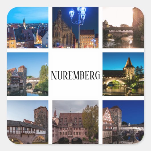 Neurenberg landschappen vierkante sticker (Voorkant)