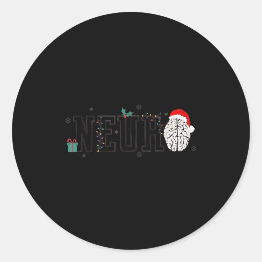 Neuro Christmas Neurology Holiday Neuroscience Nur Ronde Sticker (Voorkant)