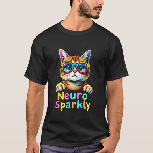 Neuro Glanzende Levendige Kat T-shirt (Voorkant)