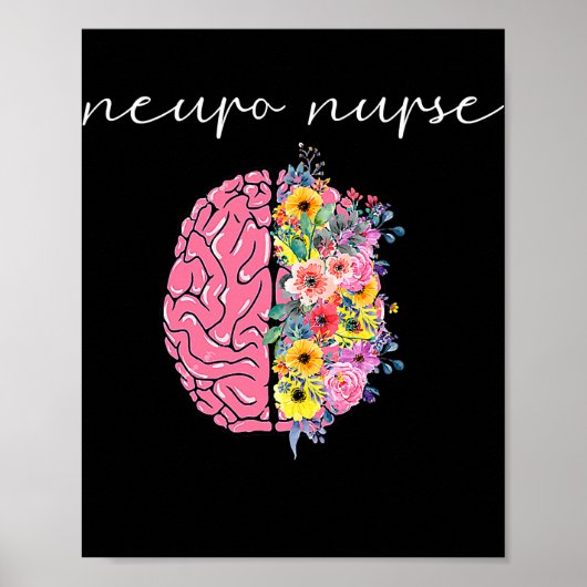 Neuro Neurse Floral Neuroscience Verpleegster Prou Poster (Voorkant)