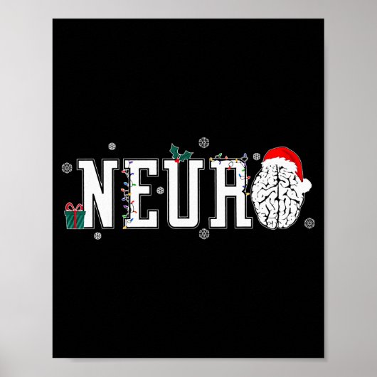 Neuro Nurse Brain Santa Hat Neuroscience Nursing C Poster (Voorkant)