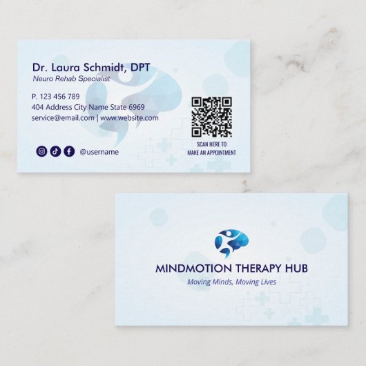 Neuro Rehab Business | Minimalist White Visitekaartje (Voorkant / Achterkant)