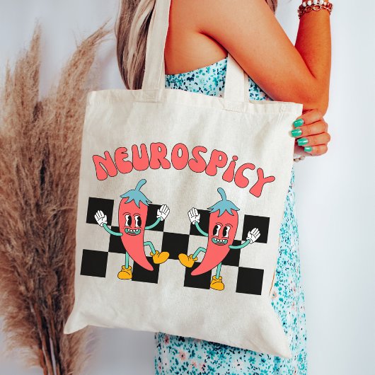 Neuro Spicy, Autisme, ADHD, Retro Neurodiversiteit Tote Bag