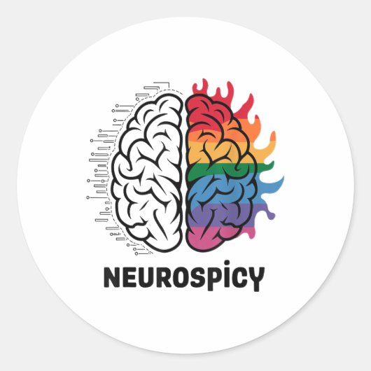 Neuro Spicy Brain Meme Design _1 Ronde Sticker (Voorkant)