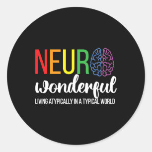 Neuro Wonderful Neurodiversity Autism Neurodiverge Ronde Sticker