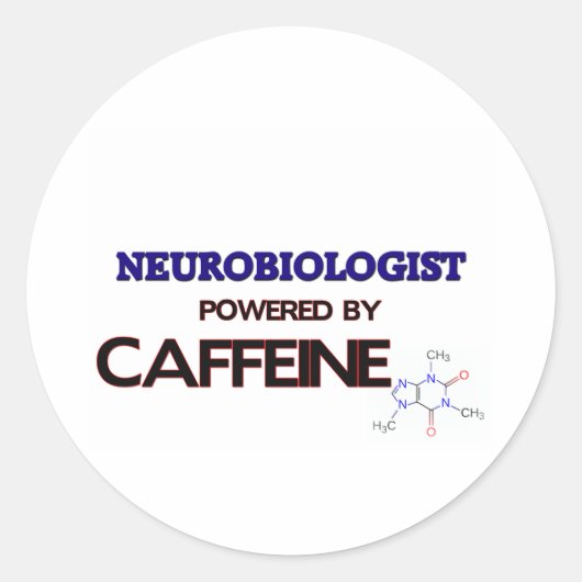 Neurobioloog aangedreven door cafeïne ronde sticker (Voorkant)