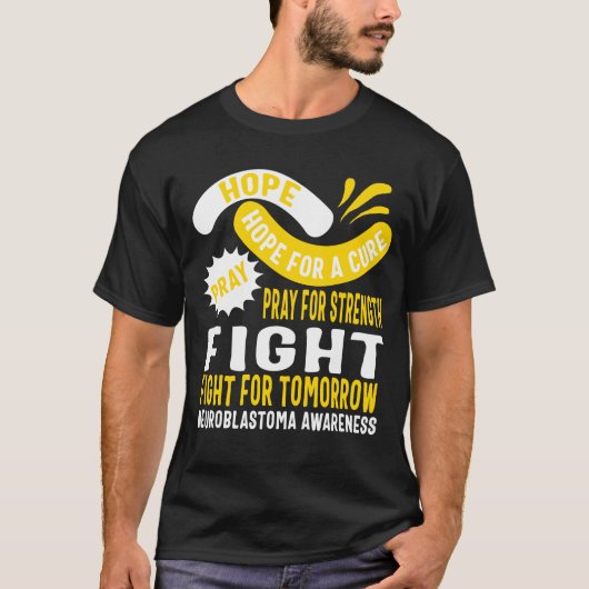 Neuroblastoma Bewustzijn Shirt, Hope Pray Fight T-shirt (Voorkant)
