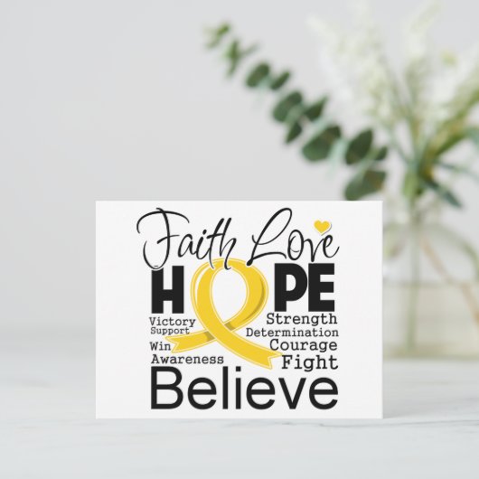Neuroblastoma Typographic Faith Love Hope Briefkaart (Staand voorkant)