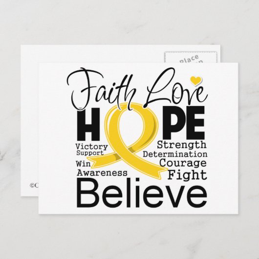 Neuroblastoma Typographic Faith Love Hope Briefkaart (Voorkant / Achterkant)