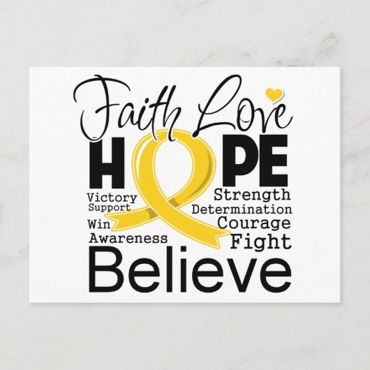 Neuroblastoma Typographic Faith Love Hope Briefkaart (Voorkant)
