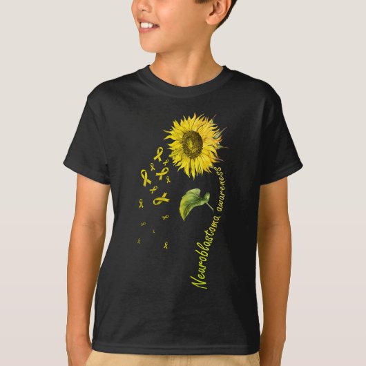 Neuroblastoom bewustzijn zonnebloem t-shirt (Voorkant)