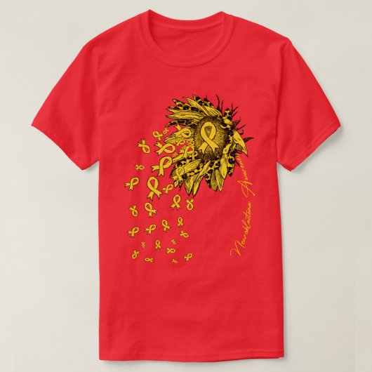 Neuroblastoom Bewustzijn Zonnebloemlint bloemen va T-shirt (Design voorkant)
