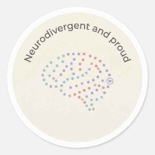 Neurodivergent and Proud Brain Dot Art Sticker (Voorkant)
