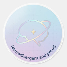 Neurodivergent and Proud Pastel Brain Planet Ronde Sticker