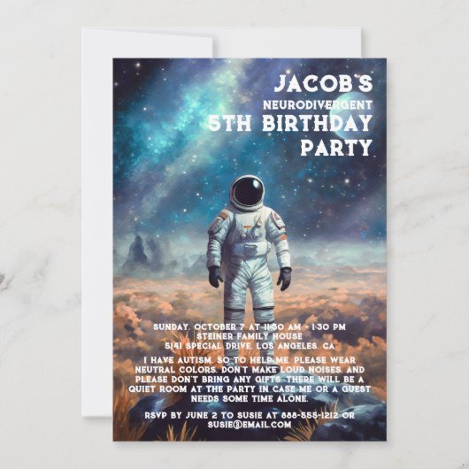 Neurodivergent Autistische verjaardagsfeestje uitn Kaart (Voorkant)