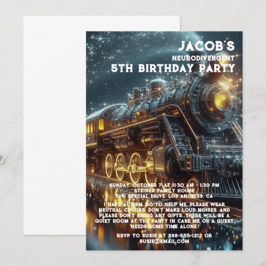 Neurodivergent Autistische verjaardagsfeestje uitn Kaart (Voorkant / Achterkant)