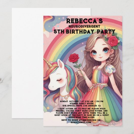 Neurodivergent Autistische verjaardagsfeestje uitn Kaart (Voorkant / Achterkant)