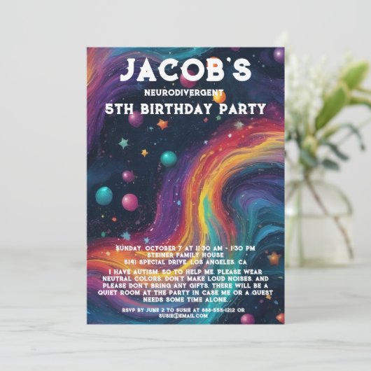 Neurodivergent Autistische verjaardagsfeestje uitn Kaart (Staand voorkant)