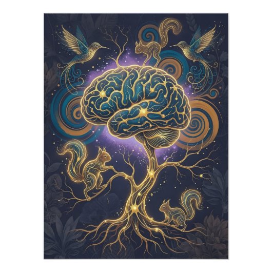 Neurodivergent Brain Tree Poster – Nature Art (Voorkant)