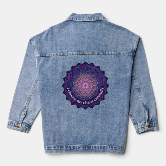Neurodivergent Chaos Quote Neon Mandala Art Denim Jacket (Achterkant)