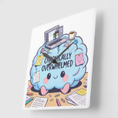 Neurodivergent Chronically Overwhelmed Cute Brain Vierkante Klok (Hoek)