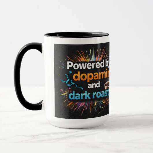 Neurodivergent Powered by Dopamine Coffee Mok (Links)