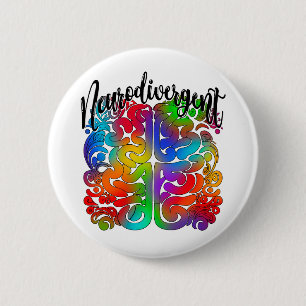 Neurodivergent Rainbow Brain voor Autisme Acceptat Ronde Button 5,7 Cm