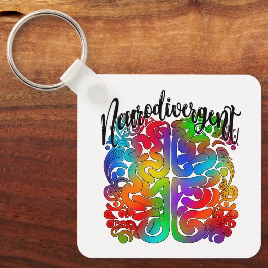 Neurodivergent Rainbow Brain voor Autisme Acceptat Sleutelhanger (Voorkant)