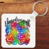Neurodivergent Rainbow Brain voor Autisme Acceptat Sleutelhanger (Achterkant)