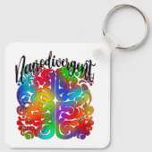 Neurodivergent Rainbow Brain voor Autisme Acceptat Sleutelhanger (Achterkant)