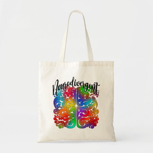 Neurodivergent Rainbow Brain voor Autisme Acceptat Tote Bag (Voorkant)