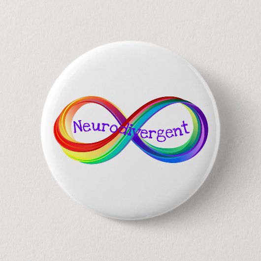Neurodivergent Rainbow Infinity Symbol Button (Voorkant)