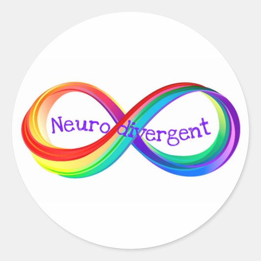 Neurodivergent Rainbow Infinity Symbol Button Ronde Sticker (Voorkant)