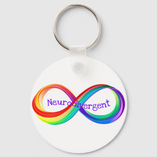 Neurodivergent Rainbow Infinity Symbol Button Sleutelhanger