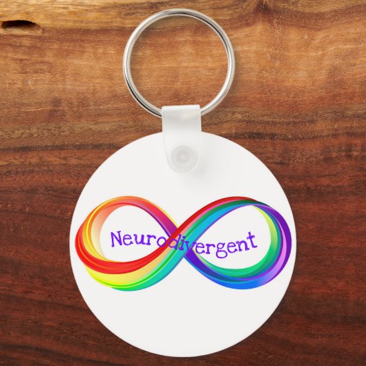 Neurodivergent Rainbow Infinity Symbol Button Sleutelhanger (Voorkant)