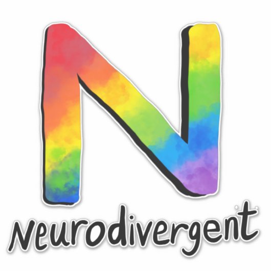 Neurodivergent (Rainbow Stropdas-Dye N) Sticker (Voorkant)